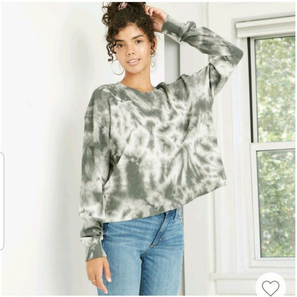 WILD FABLE Tie Dye Long Sleeve Waffle Top